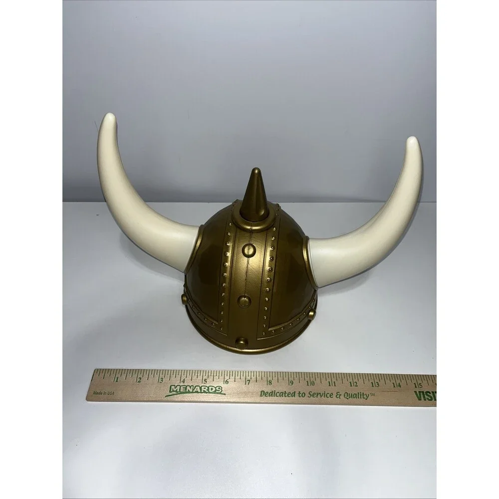 Adult Gold Medieval Viking Helmet with Light Up Horns Barbarian Costume Prop